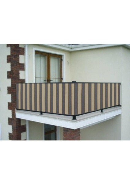 Balkon Demiri Perdesi Bağcıklı Gri Krem 400x80