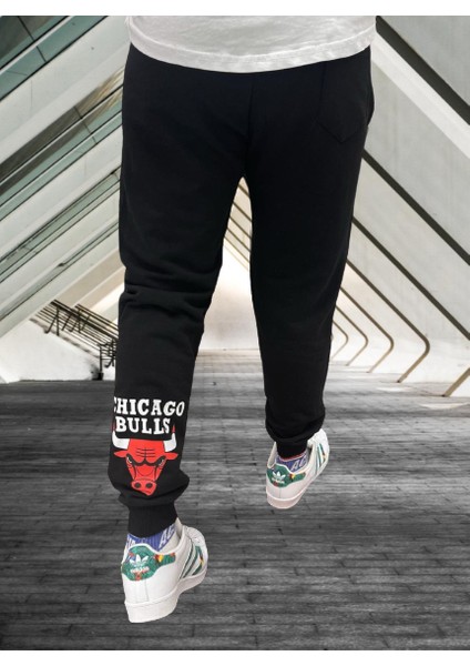 Chıcago Bulls Bacak Baskılı Çift Cep Dış Mekan Yeni Stil Erkek Jogger Eşofman Altı