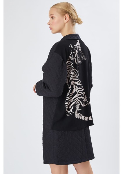 Kadın Baskılı Kapitone Gömlek Ceket 5667004 Siyah
