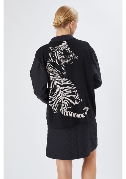 Kadın Baskılı Kapitone Gömlek Ceket 5667004 Siyah indirimleri