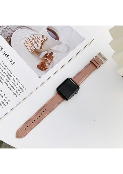Apple Watch Uyumlu Series 7 Için Hakiki Deri Kordonlu Saat 45MM / 6&se&5&4 44MM / 3&2&1 42MM (Yurt Dışından)
