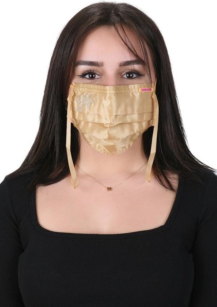 Boyundan Askılı Yıkanabilir Taşlı Maske K-5 Bej modelleri