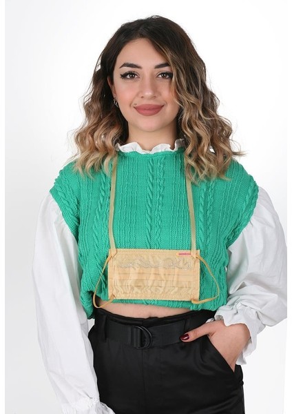 Boyundan Askılı Yıkanabilir Taşlı Maske T-1 Bej fırsatları