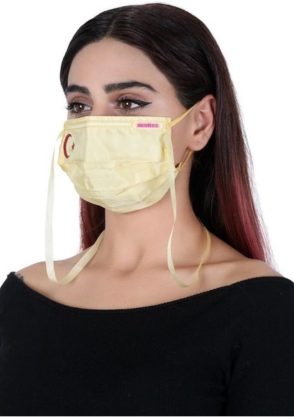 Boyundan Askılı Yıkanabilir Baskılı Maske A-1k Sarı