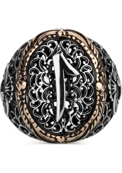 925 Ayar Gümüş Telkari Model Elif Vav Desenli Taşsız Erkek Yüzük fırsatları