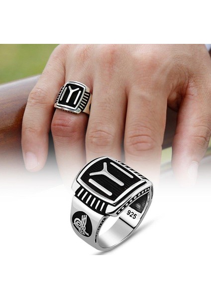 925 Ayar Gümüş Osmanlı Kayı Boyu Taşsız Erkek Yüzük