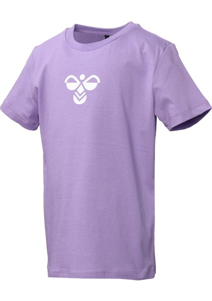 911298-2102 Bisiklet Yaka Regular Fit Baskılı Mor Kız Çocuk T-Shirt