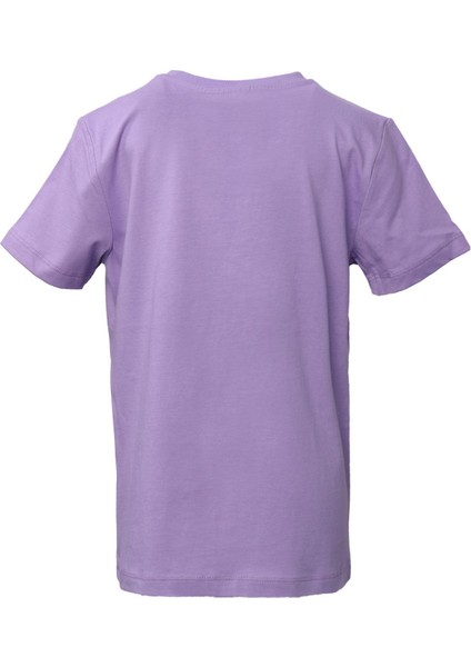 911298-2102 Bisiklet Yaka Regular Fit Baskılı Mor Kız Çocuk T-Shirt modelleri