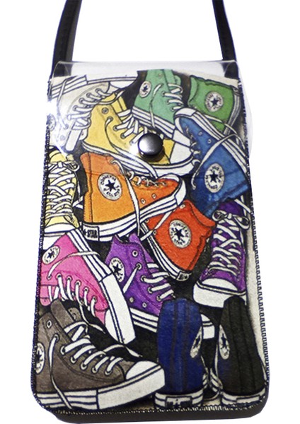 Kadın Çapraz Desenli Omuz Askılı Telefon Çantası Kılıfı