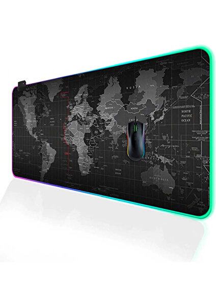 Dünya Desenli Rgb LED Işıklı Oyuncu Mouse Pad 300*800*4MM