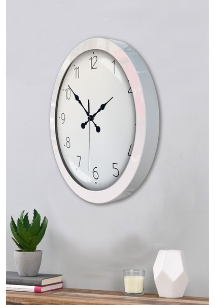 36 cm Beyaz Metal Klasik Duvar Saati modelleri