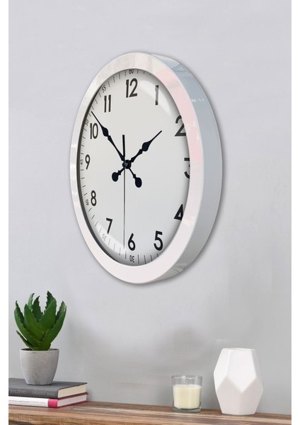 36 cm Beyaz Metal Klasik Duvar Saati modelleri