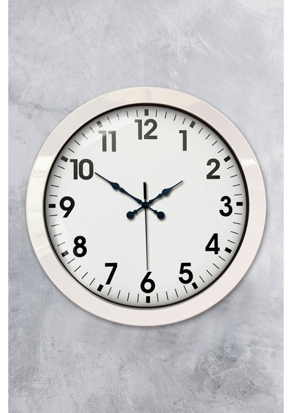 36 cm Beyaz Metal Klasik Duvar Saati