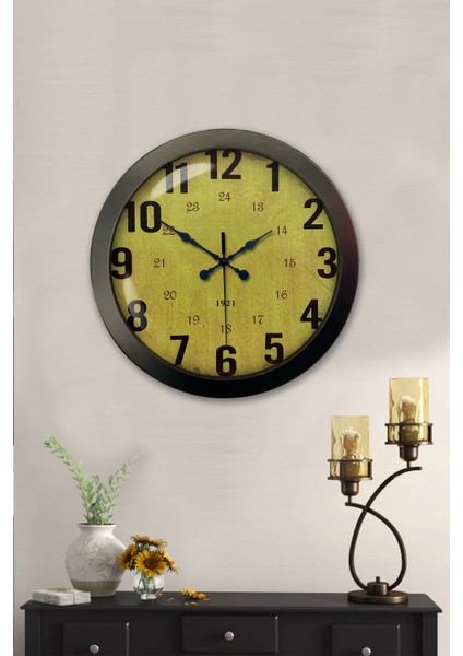 36 cm Siyah Metal Sarı Duvar Saati fiyatları