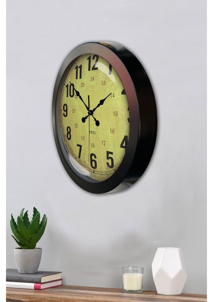 36 cm Siyah Metal Sarı Duvar Saati modelleri