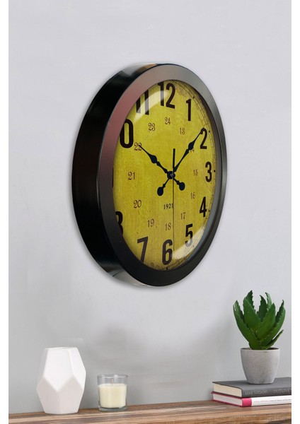 36 cm Siyah Metal Sarı Duvar Saati fırsatları