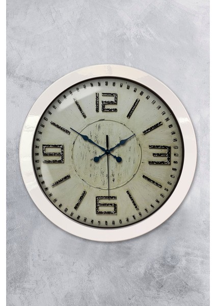 36 cm Beyaz Metal Retro Duvar Saati