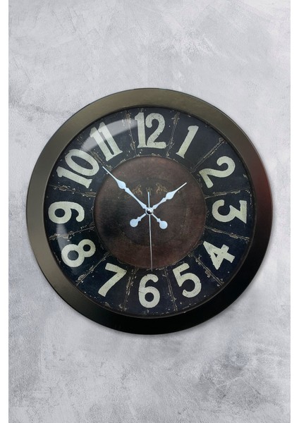36 cm Siyah Metal Retro Duvar Saati