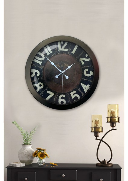36 cm Siyah Metal Retro Duvar Saati