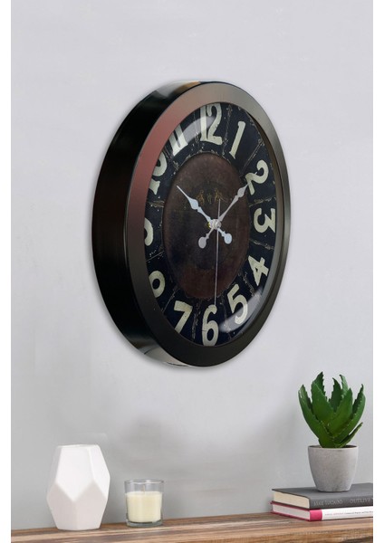 36 cm Siyah Metal Retro Duvar Saati