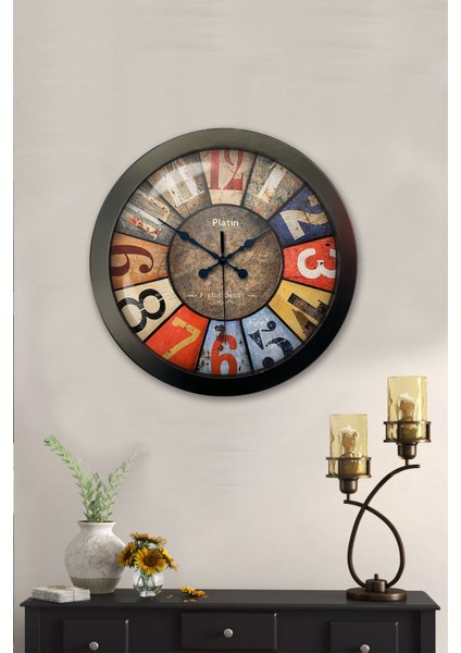 36 cm Siyah Metal Retro Duvar Saati