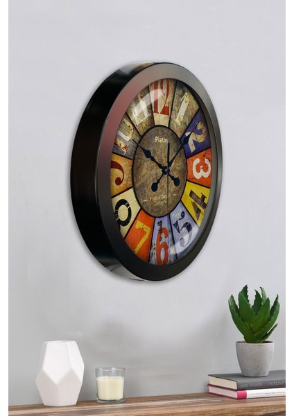 36 cm Siyah Metal Retro Duvar Saati
