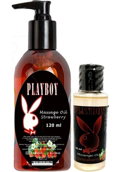 Aromaterapi Çilek Massage Oil 120 ml + Çilek Aromalı Massage Vücut Masaj Yağı 50 ml