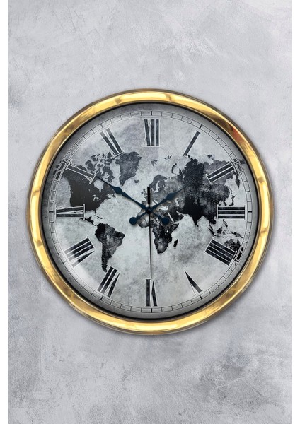 40 cm Gold Metal Eskitme Dünya Duvar Saati