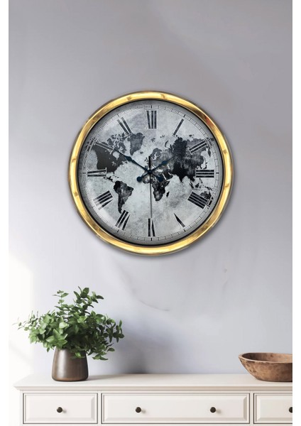 40 cm Gold Metal Eskitme Dünya Duvar Saati fiyatları