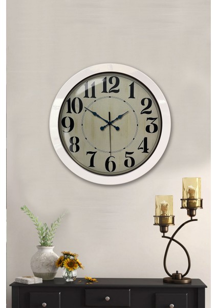36 cm Beyaz Metal Retro Duvar Saati fiyatları