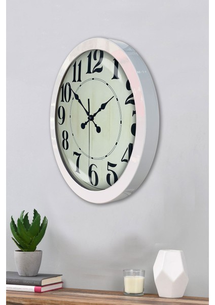 36 cm Beyaz Metal Retro Duvar Saati modelleri