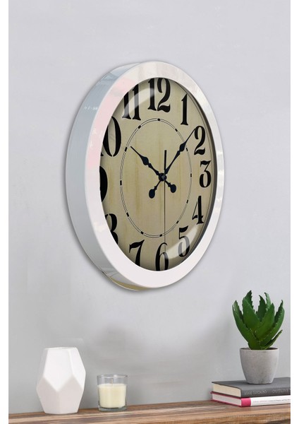 36 cm Beyaz Metal Retro Duvar Saati fırsatları