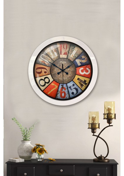 36 cm Beyaz Metal Retro Duvar Saati fiyatları