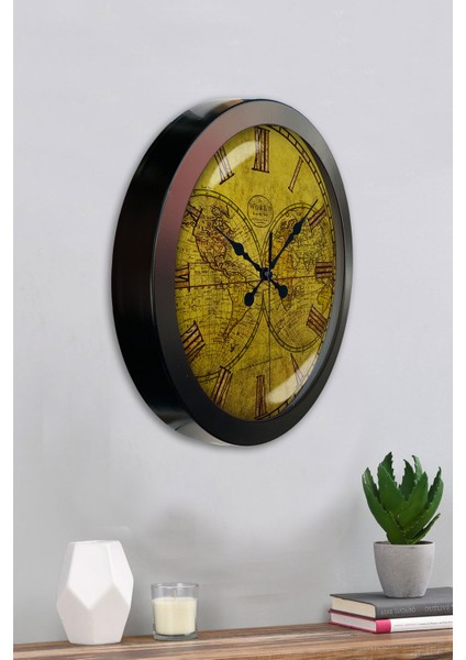 36 cm Siyah Metal Maps Duvar Saati fırsatları