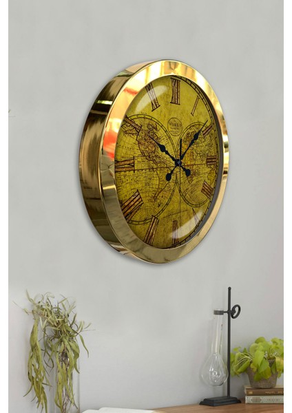 36 cm Gold Metal Maps Duvar Saati fırsatları