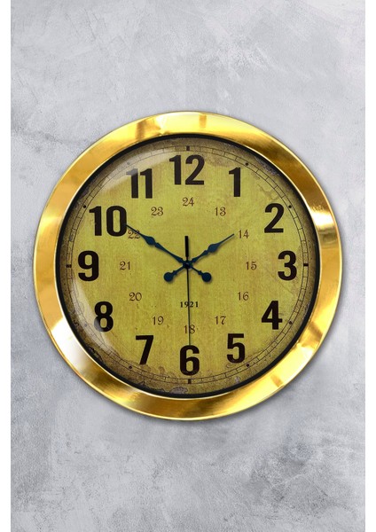 36 cm Gold Metal Sarı Duvar Saati
