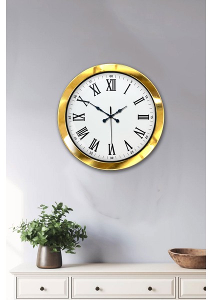 36 cm Gold Metal Romen Sayılı Duvar Saati fiyatları