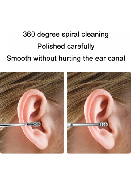5 Takım 6 In 1 Paslanmaz Çelik Bahar Spiral Taşınabilir Kulak Seçim, Özellik: Sarı Deri Kılıf (Yurt Dışından)