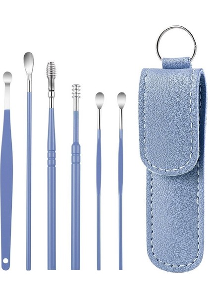 5 Set 6 In 1 Paslanmaz Çelik Bahar Sarmal Taşınabilir Kulak Seçim, Özellik: Mavi (Yurt Dışından)