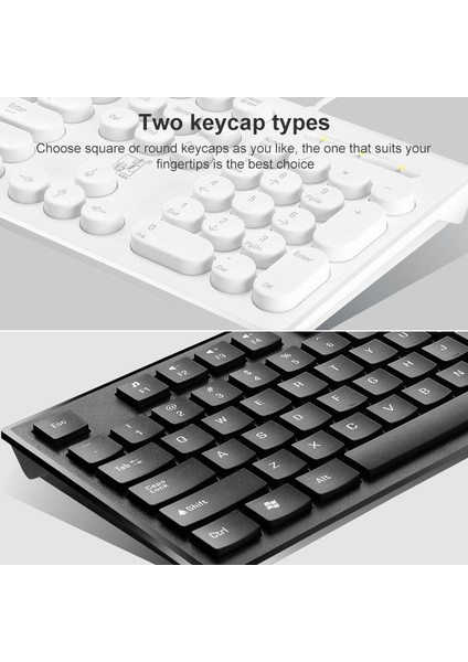 Zgb S500 Yuvarlak Keycap Kablolu Klavye + Fare Seti Siyah (Yurt Dışından)