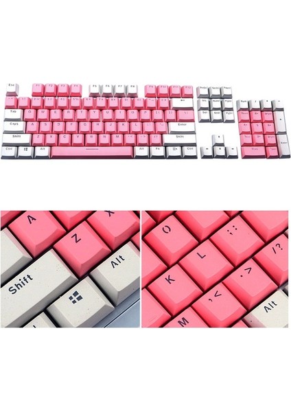 104-TUŞU Iki Renkli Kalıp Şeffaf Pbt Keycap Pembe (Yurt Dışından)