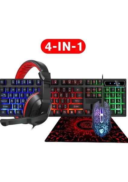 LD-126 4 In 1 Klavye + Fare + Kulaklık + Mouse Pad Seti Siyah (Yurt Dışından)