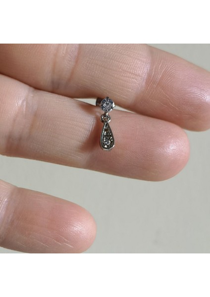 Cerrahi Çelik Damla Charmlı Piercing. Bar Uzunluğu 6 mm fiyatları
