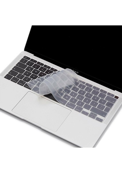 Macbook Air 13 Inch 2020 A2337 M1 Işlemcili Türkçe Q Silikon Klavye Koruyucu Şeffaf