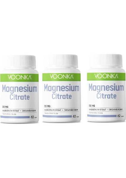 Magnesium Citrate 200 Mg 62 Kapsül 3 Adet