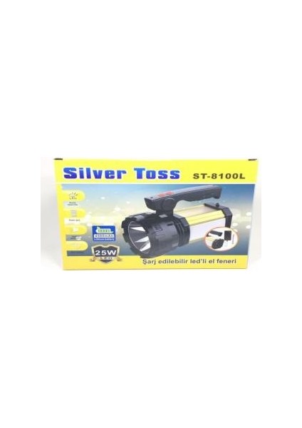 Silver Toss ST-8100L 25W Şarj Edilebilir Ledli El Feneri USB Çıkışlı Çift Yönlü