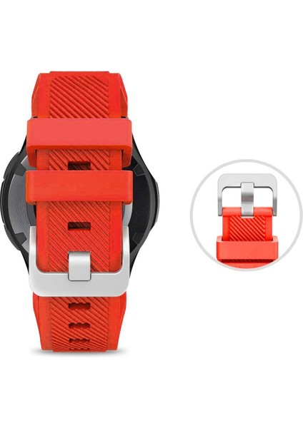 Haylou Solar LS05 Uyumlu Klasik Çizgi Desenli 22MM Silikon Kordon Kırmızı fiyatları