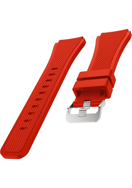 Haylou Solar LS05 Uyumlu Klasik Çizgi Desenli 22MM Silikon Kordon Kırmızı modelleri
