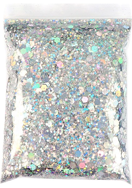 50G Yanardöner Holografik Tırnak Glitter Sequins 3D Manikür Nail Art Dekor Gümüş (Yurt Dışından) fiyatları