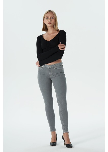 Naomi Gri Normal Bel Fermuarlı Skinny Fit Jean Pantolon C 4526-039